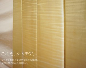 シカモアの美しい、シルクをほうふつさせるかのような柔らかな木目が際立ちます。