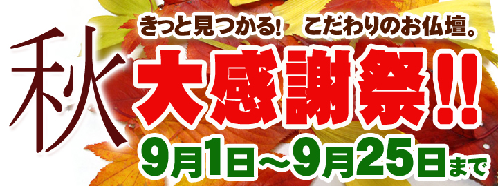秋の大感謝祭セールは9月25日まで！お早めに！